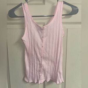 Art Class Pink Ribbed Peplum Tank Top